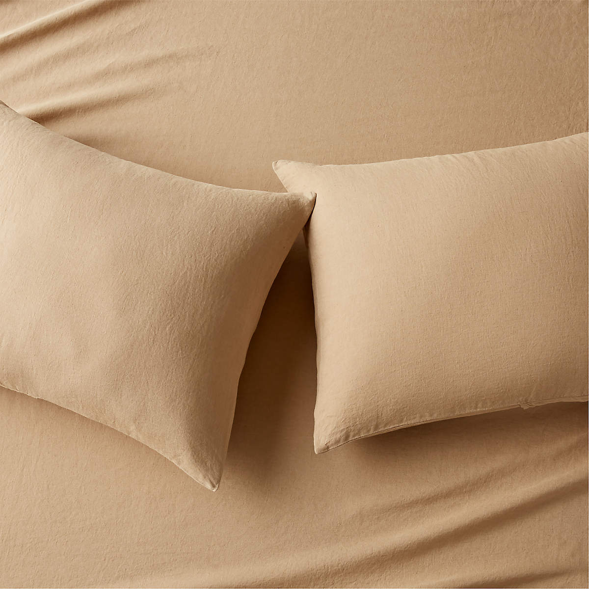 European Flax Linen Tan Full/Queen Duvet Cover + Reviews CB2