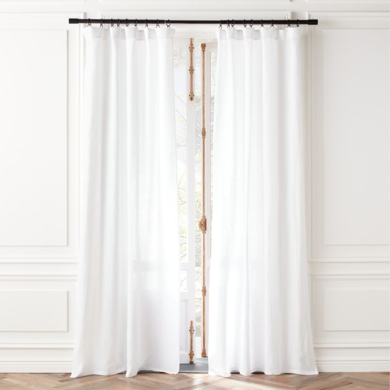 View White EUROPEAN FLAX™-Certified Linen Window Curtain Panel 48''x96" details
