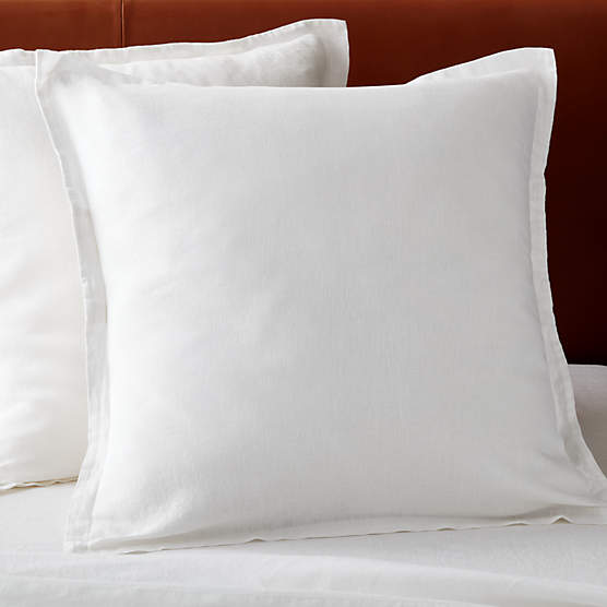 EUROPEAN FLAX-Certified Linen White Euro Pillow Shams Set of 2