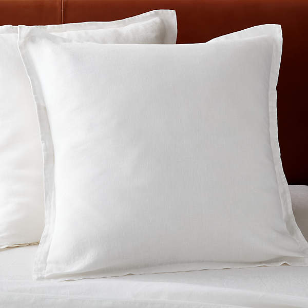 EUROPEAN FLAX-Certified Linen White Euro Pillow Shams Set of 2 +
