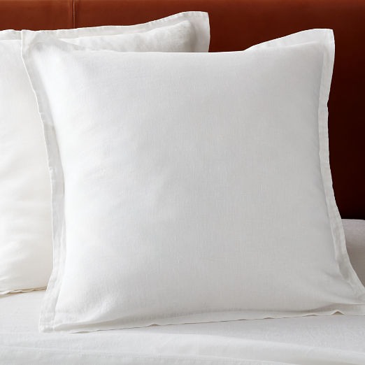 EUROPEAN FLAX-Certified Linen White Euro Pillow Shams Set of 2