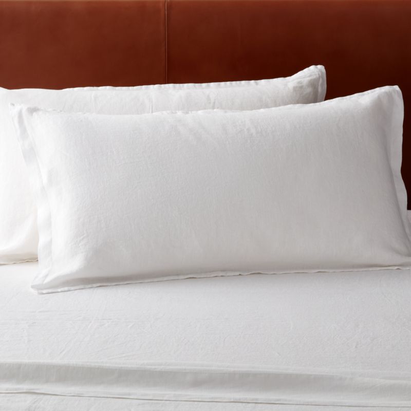 View Classic EUROPEAN FLAX-Certified Linen White King Pillow Shams Set of 2 details