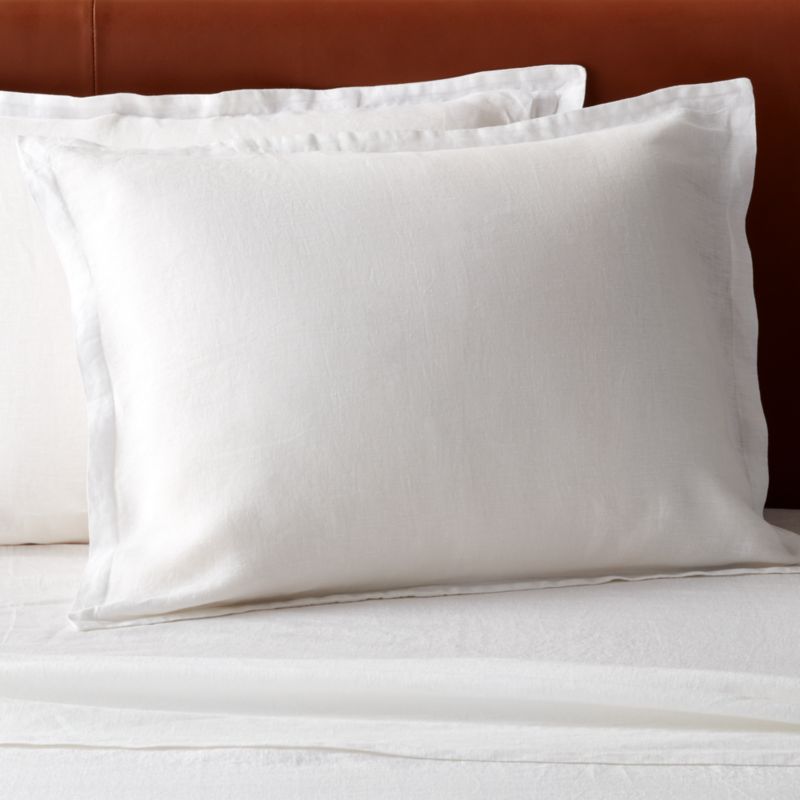 View Classic EUROPEAN FLAX™-Certified Linen White Standard Pillow Shams Set of 2 details