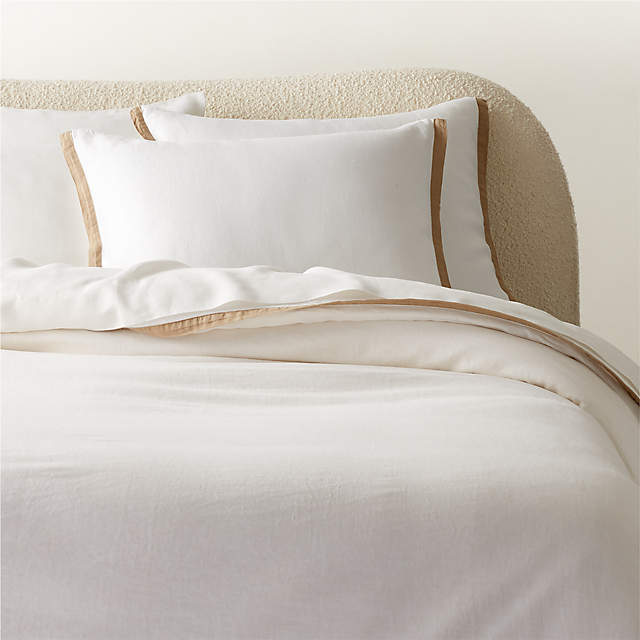 Border EUROPEAN FLAX-Certified Linen Euro Pillow Shams with Copper