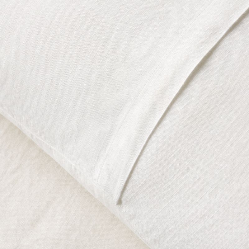 EUROPEAN FLAX-Certified Linen White with Tan Border King Pillow Shams Set of 2 - image 3 of 6