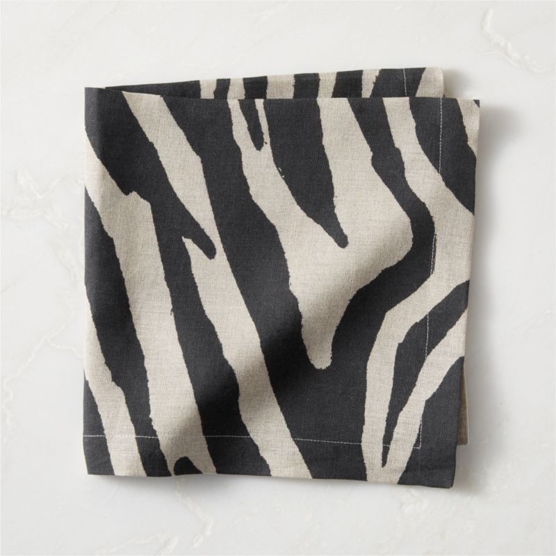 View Linho Zebra Print EUROPEAN FLAX™-Certified Linen Napkin details