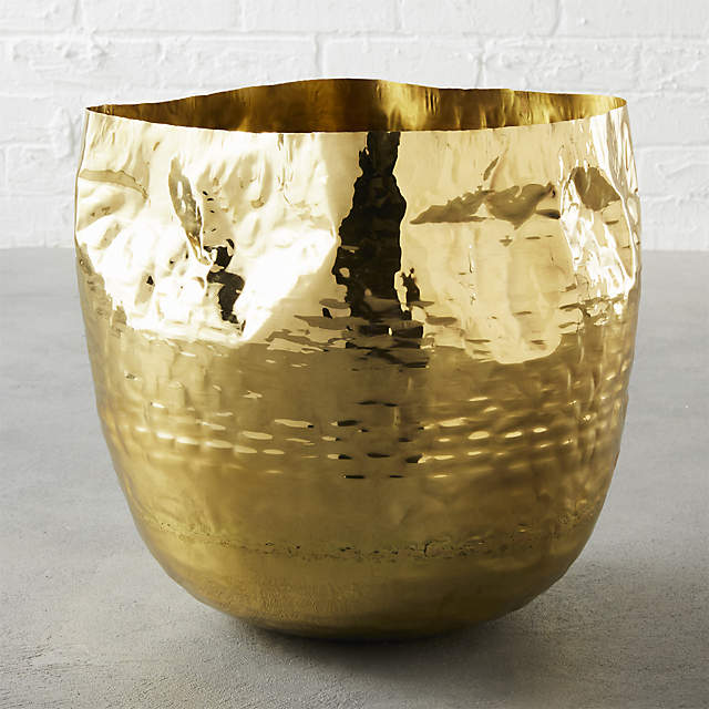 Liquid Modern Hammered Brass Decorative Storage Basket Large +
