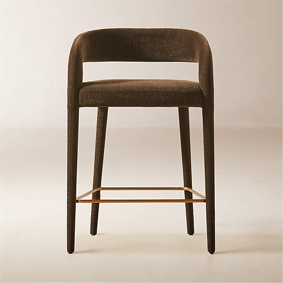 Lisette Brown Performance Fabric Counter Stools Set of 2