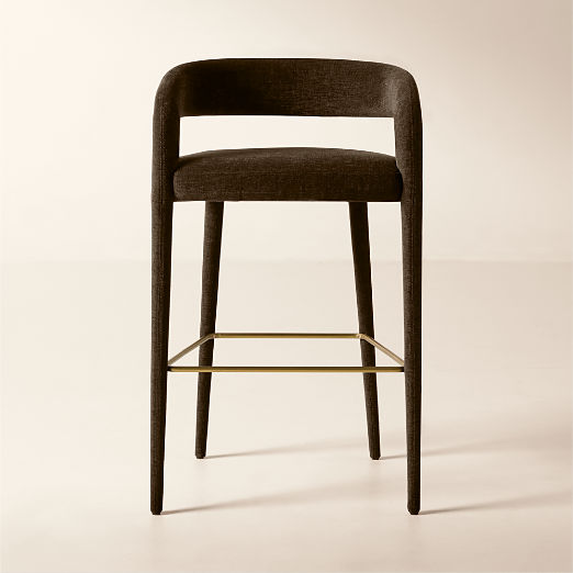 Lisette Brown Performance Fabric Bar Stool Set of 2