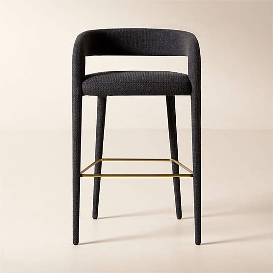 Lisette Charcoal Performance Fabric Bar Stool Set of 2