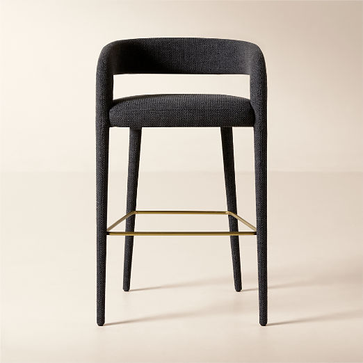 Lisette Upholstered Charcoal Performance Fabric Bar Stool