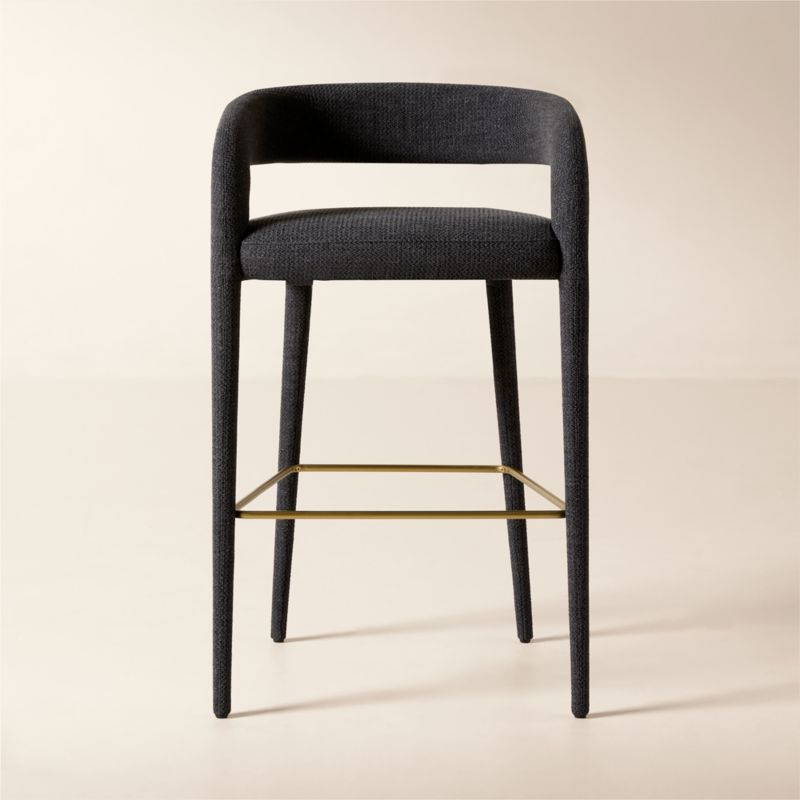 Lisette Charcoal Performance Fabric Bar Stool Set of 2