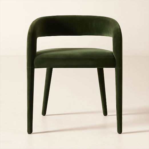 Lisette Forest Green Velvet Dining Armchairs Set of 4