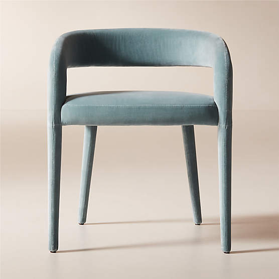 Lisette Light Blue Velvet Dining Armchair Set of 4