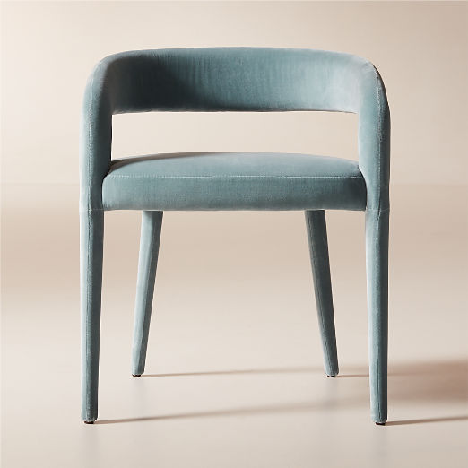 Lisette Light Blue Velvet Dining Armchair