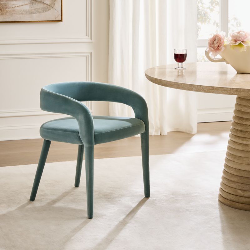 Lisette Light Blue Velvet Dining Armchair - image 3 of 13