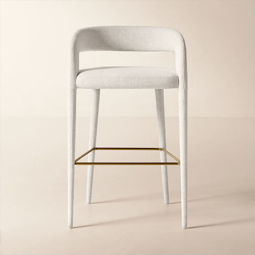 Lisette White Performance Fabric Bar Stool Set of 2