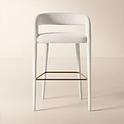 Lisette Upholstered White Performance Fabric Bar Stool Set of 2