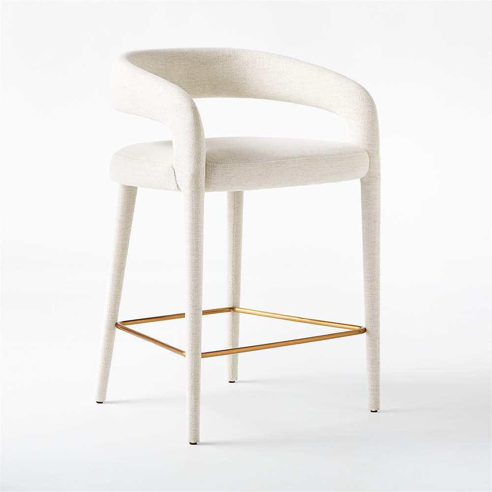 White fabric counter discount stools