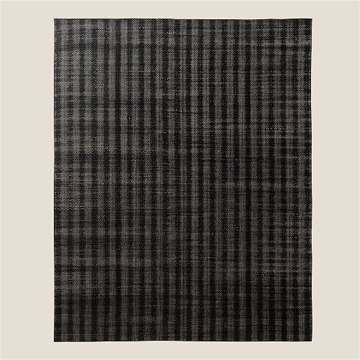 Litus Handwoven Black Herringbone and Natural Indoor/Outdoor Performance Area Rug 8'x10'