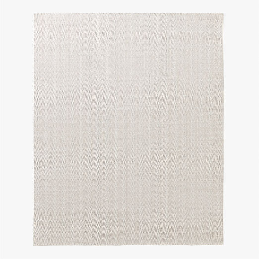 Litus Handwoven White Herringbone and Sand Indoor/Outdoor Performance Area Rug 10'x14'