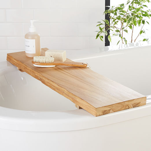 Live Edge Teak Wood Bath Caddy