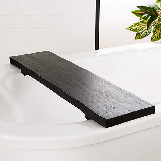 Live Edge Charred Teak Bath Caddy