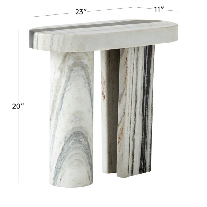 View Livello White Marble Side Table - image 3 of 10