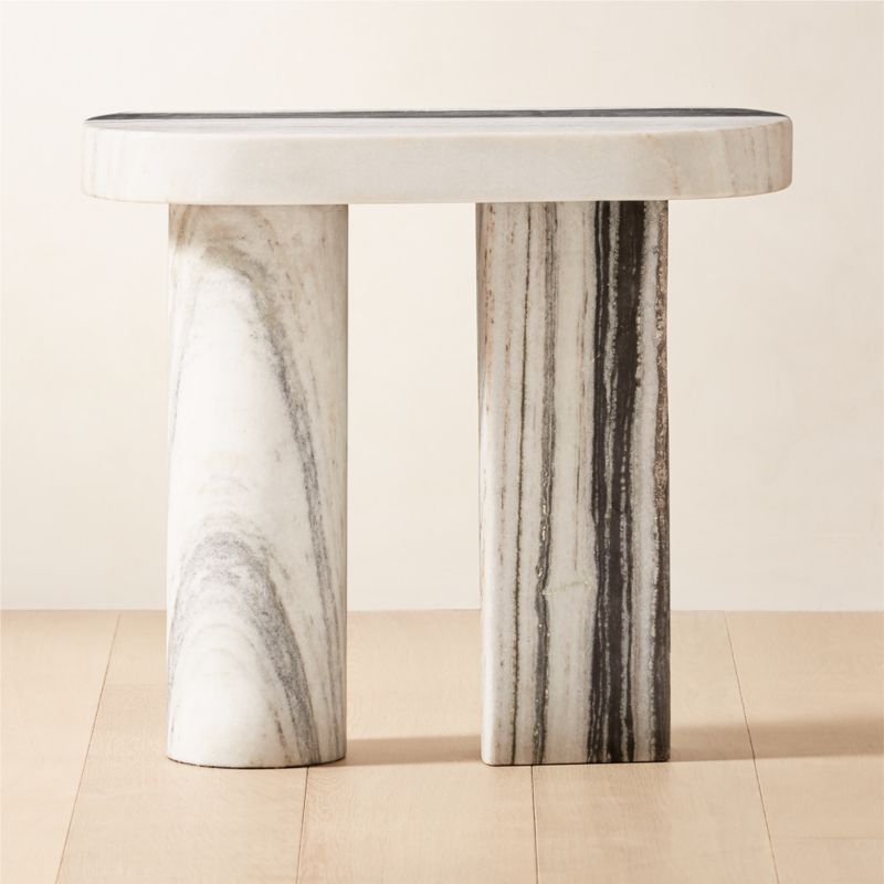 Livello White Marble Side Table - image 0 of 10