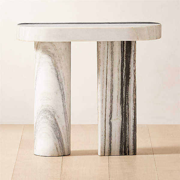 Livello Modern White Marble Side Table + Reviews | Cb2