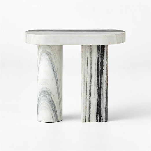 Livello White Marble Side Table