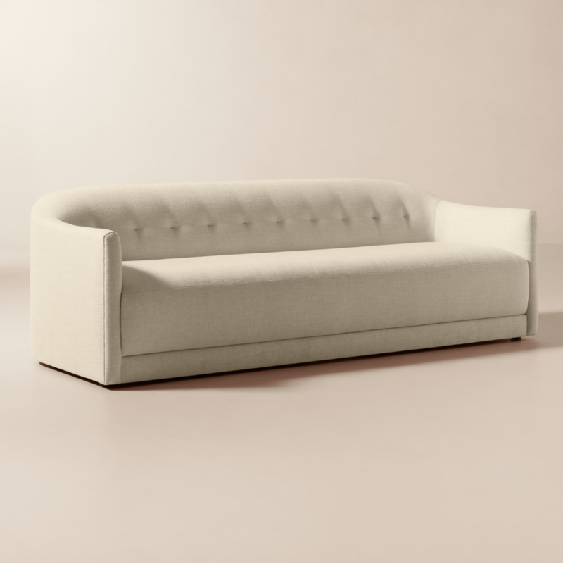 Lincoln 90.5" Curved Ivory Performance Linen Sofa by Kara Mann - image 2 of 8