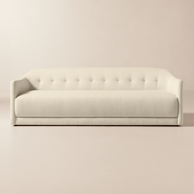Lincoln 90.5" Curved Ivory Performance Linen Sofa by Kara Mann - image 0 of 8