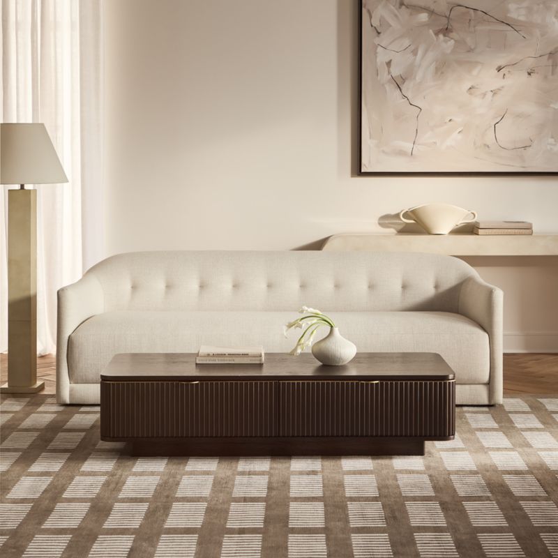Lincoln 90.5" Curved Ivory Performance Linen Sofa by Kara Mann - image 1 of 8