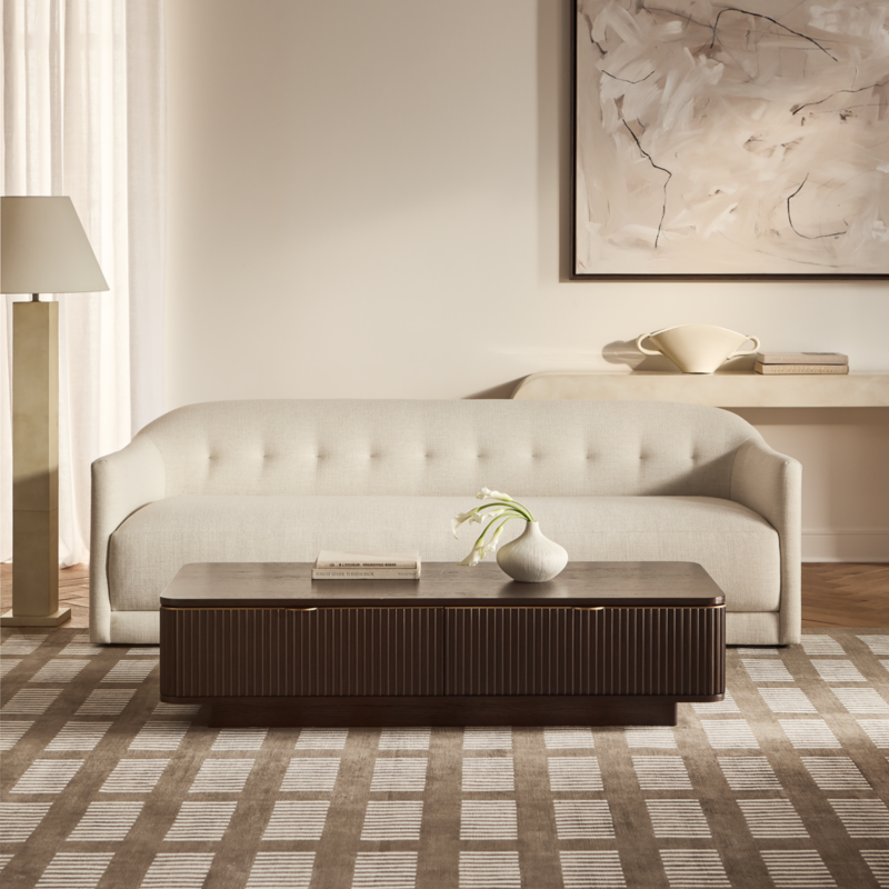 Lincoln 90.5" Curved Ivory Performance Linen Sofa by Kara Mann - image 1 of 8