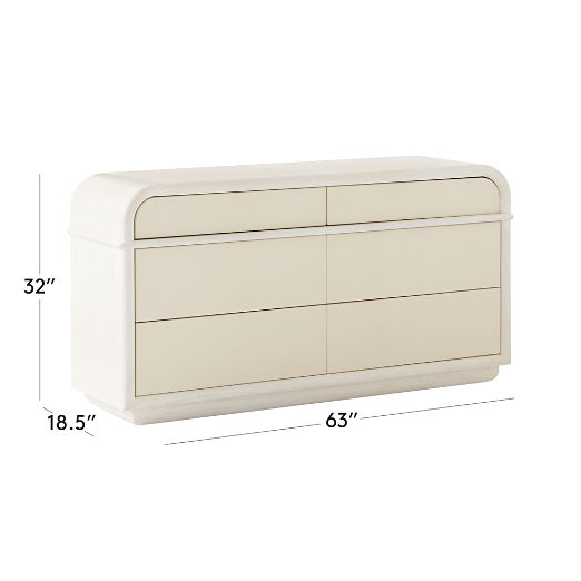 Lobos 6-Drawer White Wood Dresser