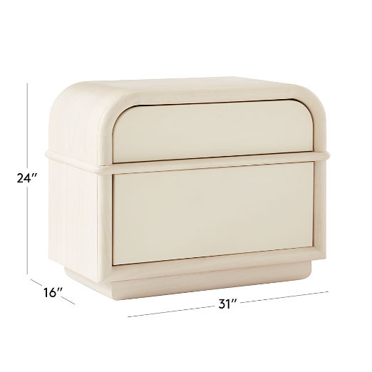 Lobos 2-Drawer White Wood Nightstand