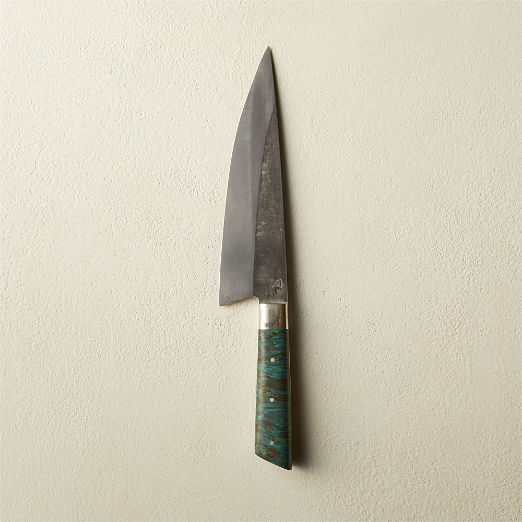 Lockjaw Blue-Green Burl Wood Chef's Knife