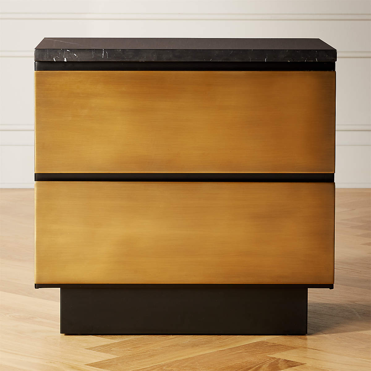 Logan Black Marble and Brass Nightstand CB2