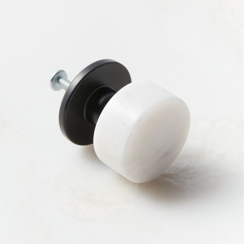 Logan Round Black and Carrara Marble Knob 1.25'' - image 4 of 5