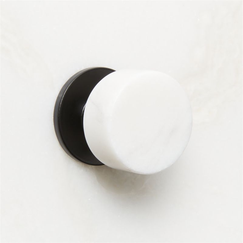 Logan Round Black and Carrara Marble Knob 1.25'' - image 0 of 5