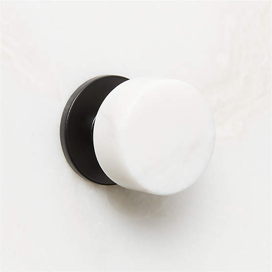 Logan Round Black and Carrara Marble Knob 1.25''