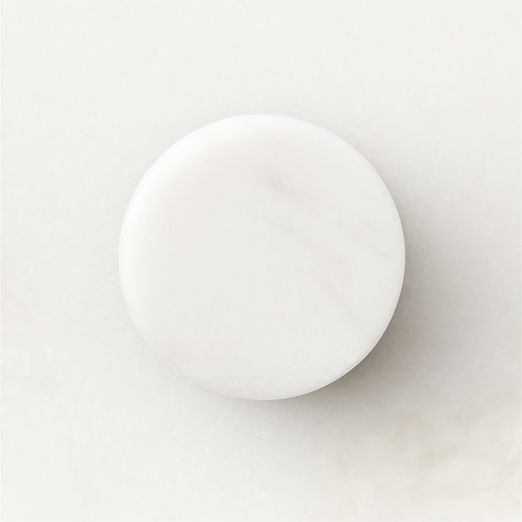 Logan Round Black and Carrara Marble Knob 1.25''