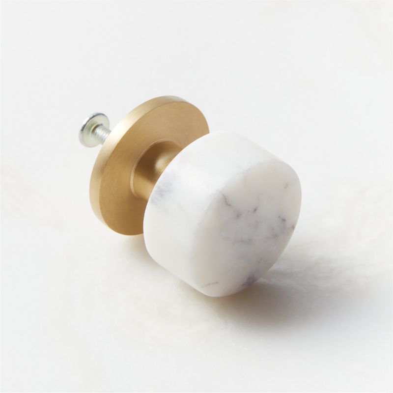 Logan Brushed Brass and Carrara Marble Knob 1.25'' - image 4 of 5