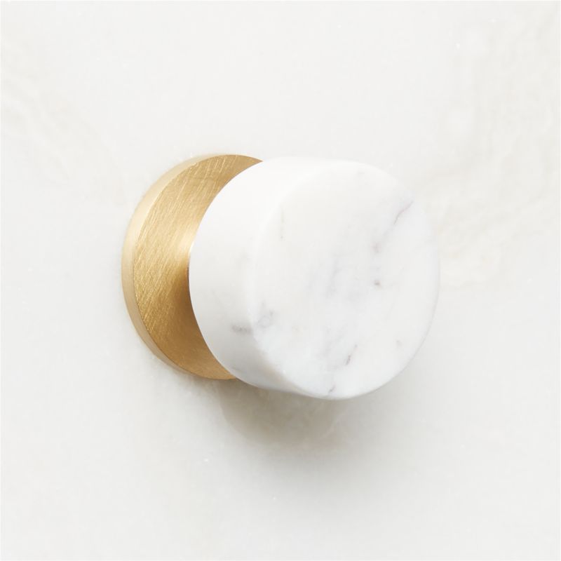 Logan Brushed Brass and Carrara Marble Knob 1.25'' - image 0 of 5