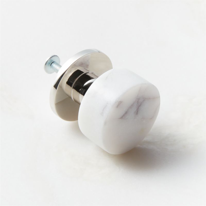 Logan Polished Nickel and Carrara Marble Knob 1.25'' - image 4 of 5