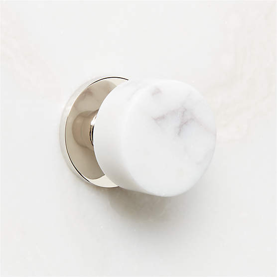 Logan Polished Nickel and Carrara Marble Knob 1.25''