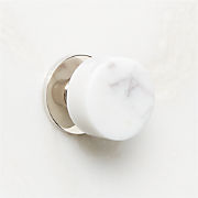 Logan Brushed Brass and Carrara Marble Knob 1.25''