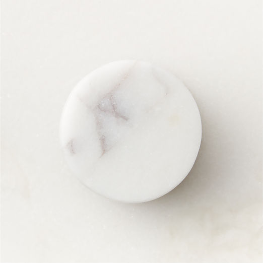 Logan Polished Nickel and Carrara Marble Cabinet Knob 1.25''
