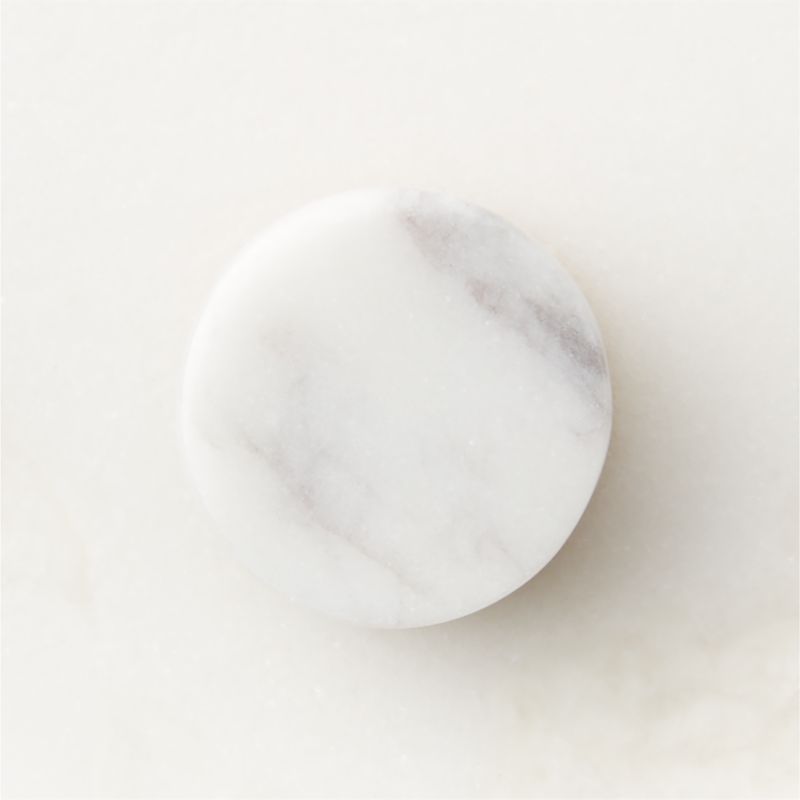 Logan Round Unlacquered Brass and Carrara Marble Knob 1.25'' - image 3 of 5